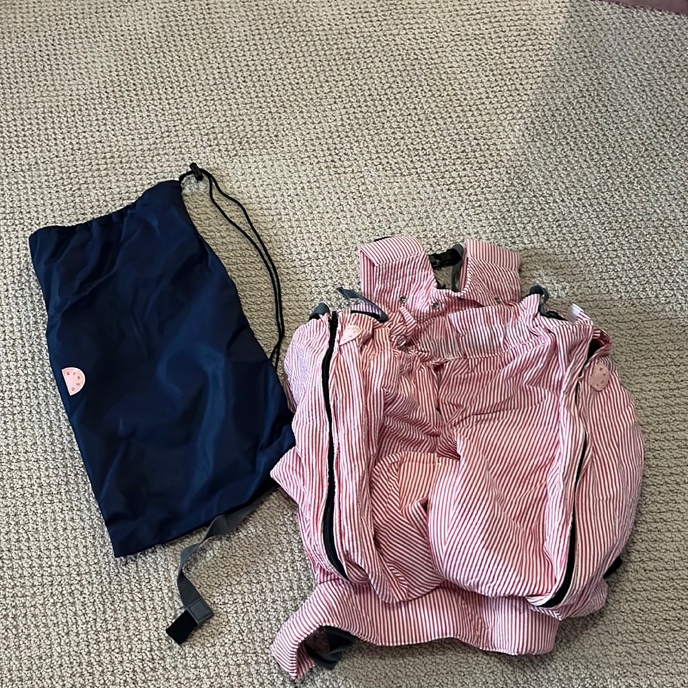 Twin WeeGo Carrier in Red and White Seersucker